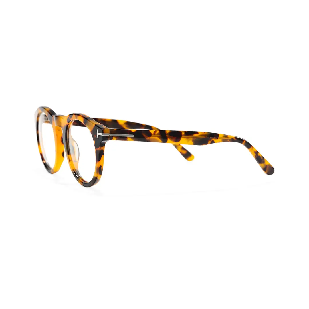 Side view of Nilo round acetate eyeglasses RA0062506 in tortoise