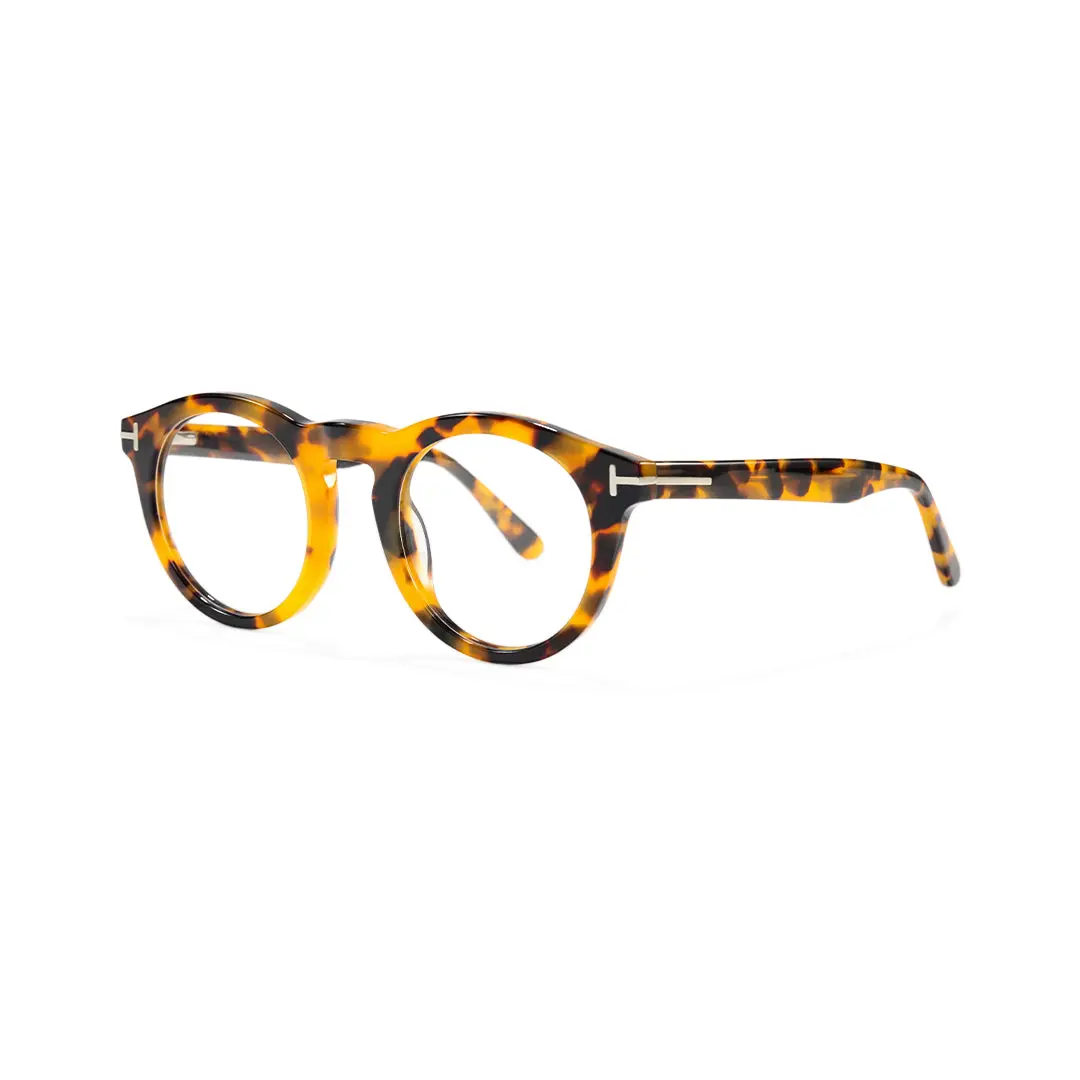Angle view of Nilo vintage round acetate eyeglasses RA0062506 in tortoise