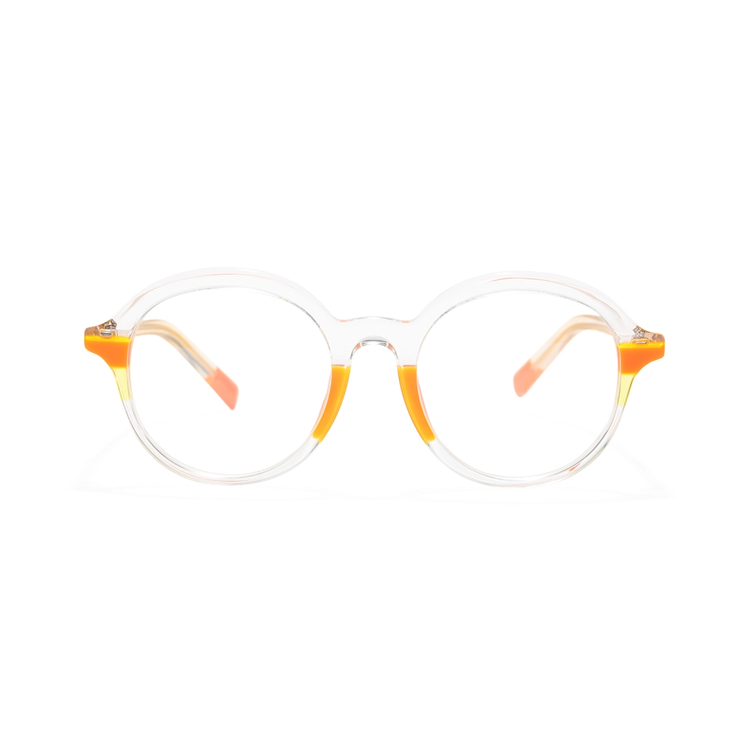 Front view of FortMyers round acetate eyeglasses RA0072207 in clear