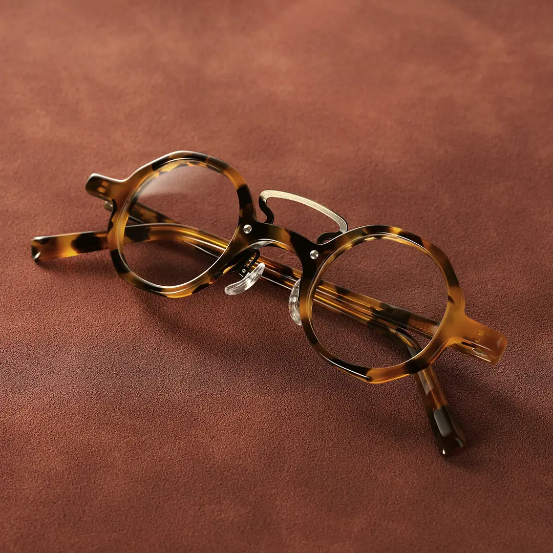 Scene view of Kishi vintage round acetate eyeglasses in tortoise. SPU: RA0092305