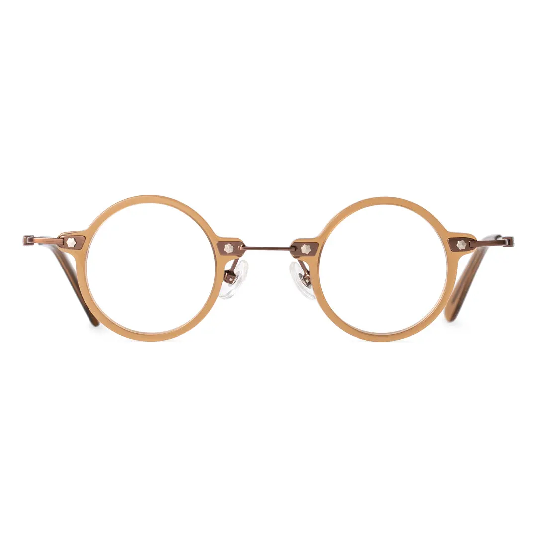 Front view of Tiiy steampunk round acetate eyeglasses RA0092309 in gold