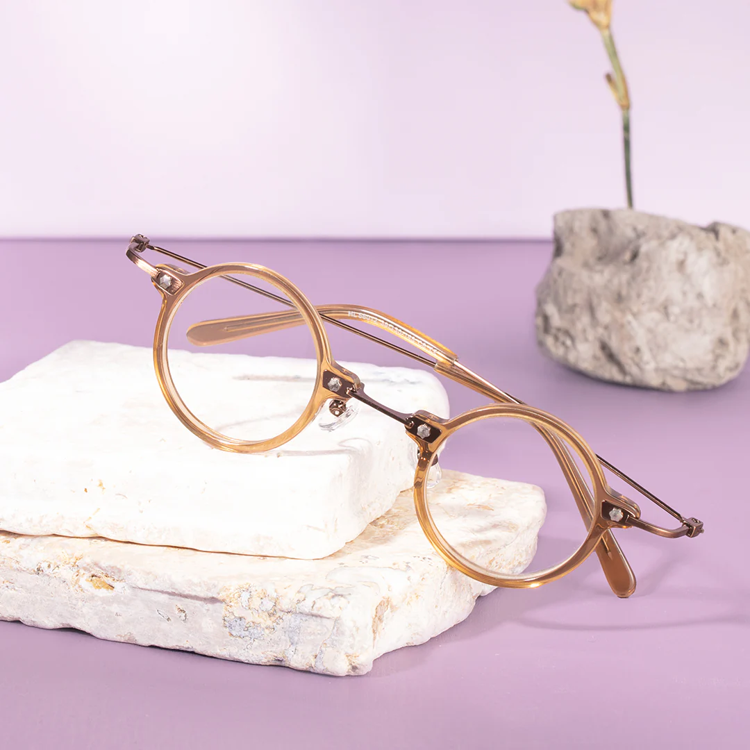 Set view of Tiiy steampunk round acetate eyeglasses RA0092309 in gold