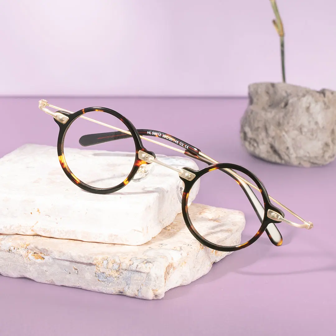 Set view of Tiiy steampunk round acetate eyeglasses RA0092309 in tortoise