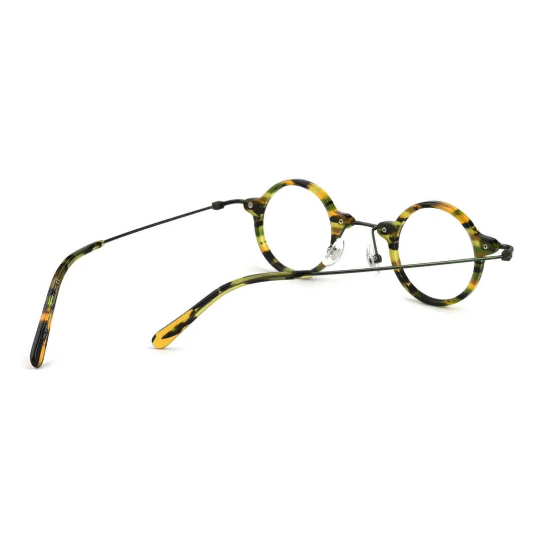 Back view of Tiiy steampunk round acetate eyeglasses RA0092309 in yellow tortoise