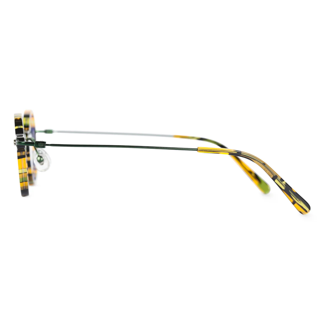 Side view of Tiiy steampunk round acetate eyeglasses RA0092309 in yellow tortoise