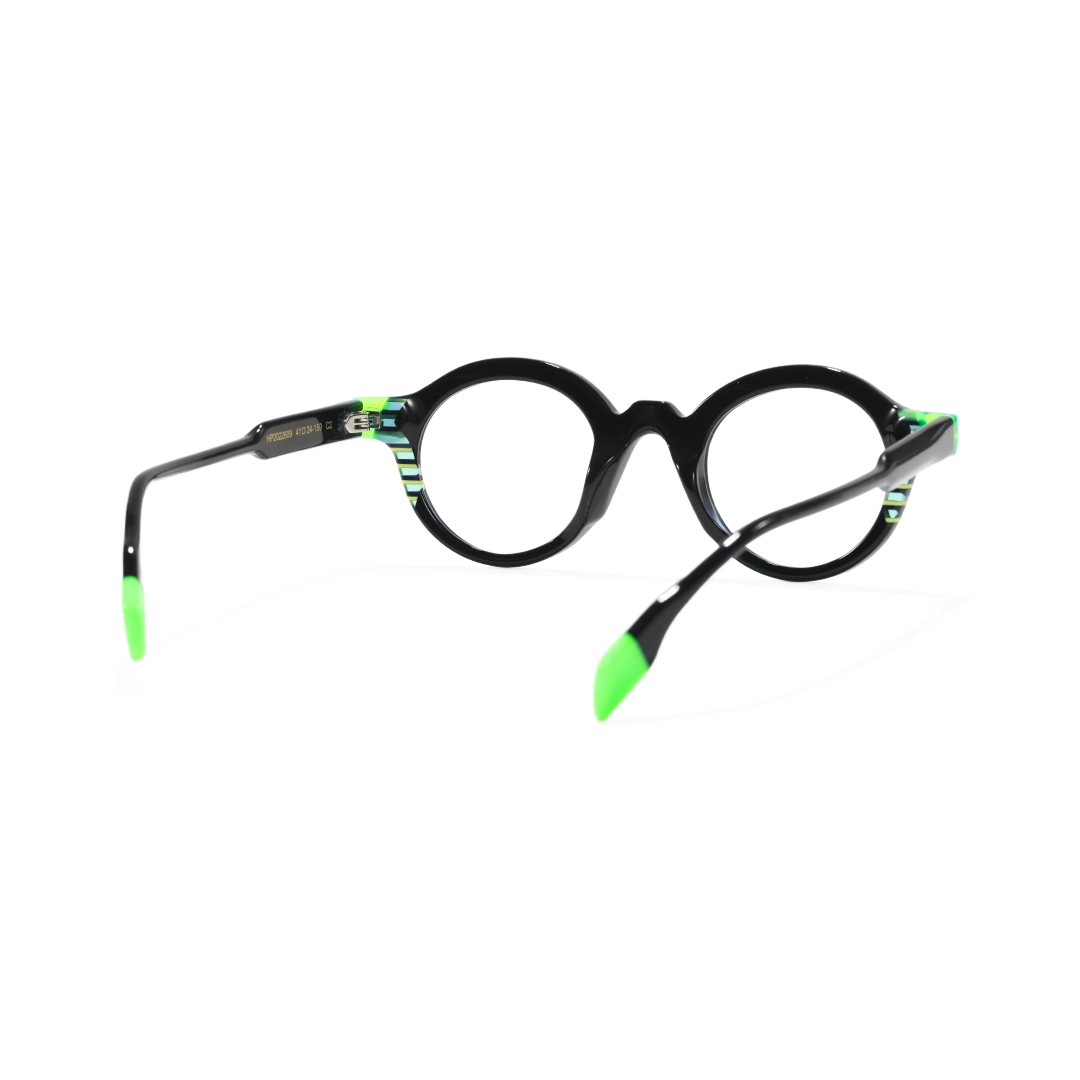 Back view of Borr round acetate eyeglasses RA0102312 in black