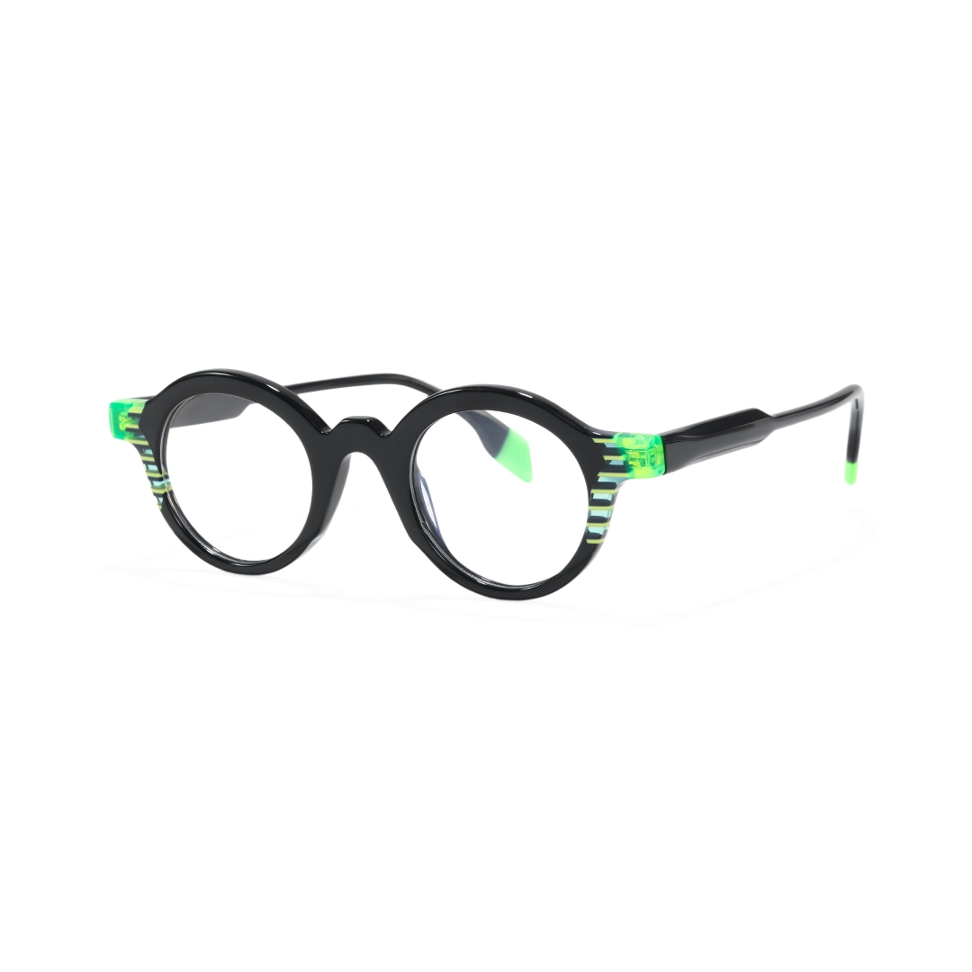 Side view of Borr round acetate eyeglasses RA0102312 in black