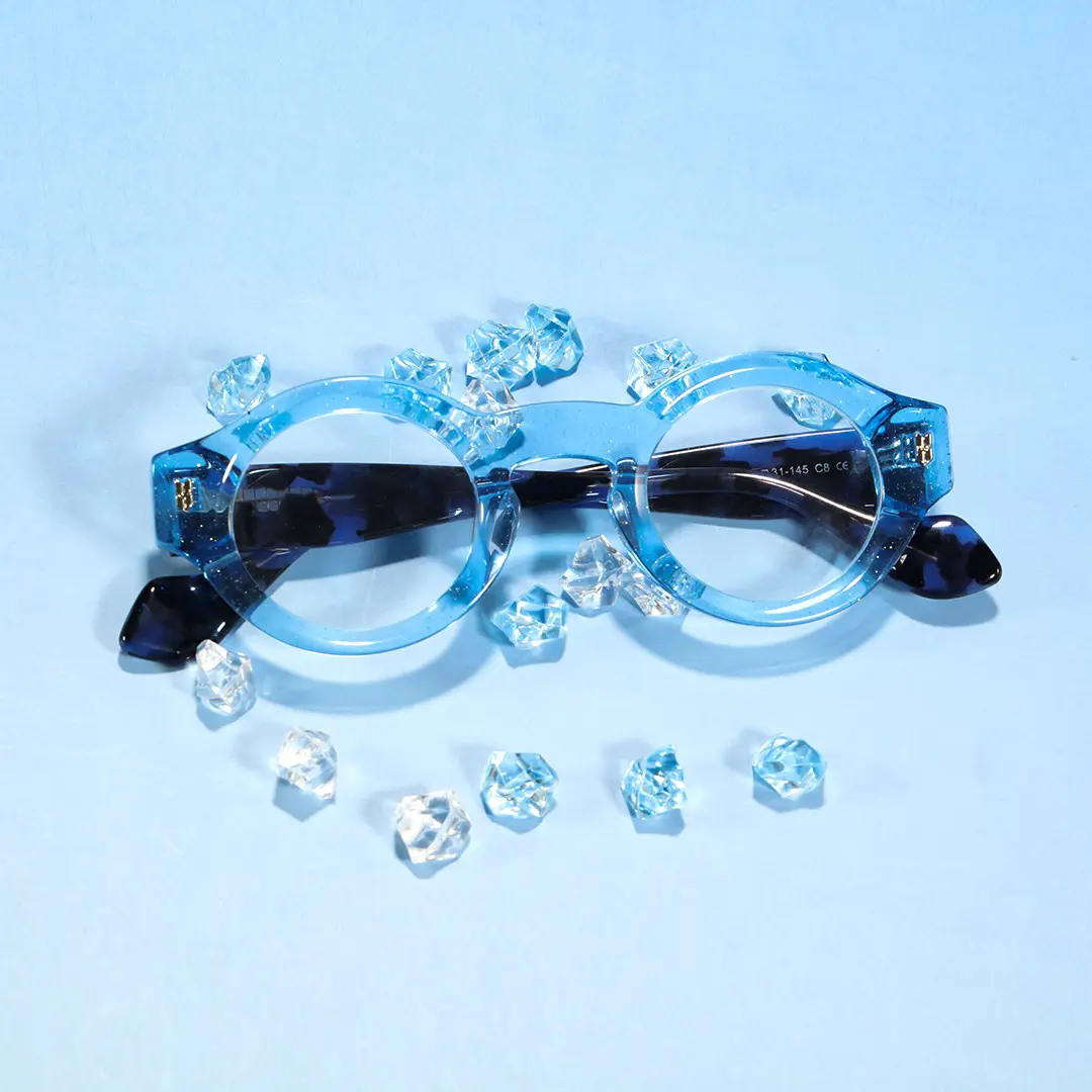 Set view of Zeal round acetate eyeglasses RA0110507 in blue