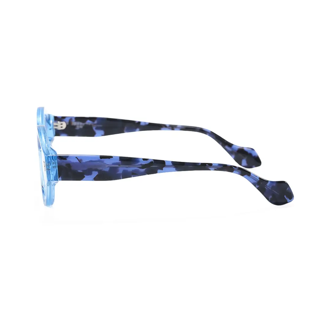 Side view of Zeal round acetate eyeglasses RA0110507 in blue