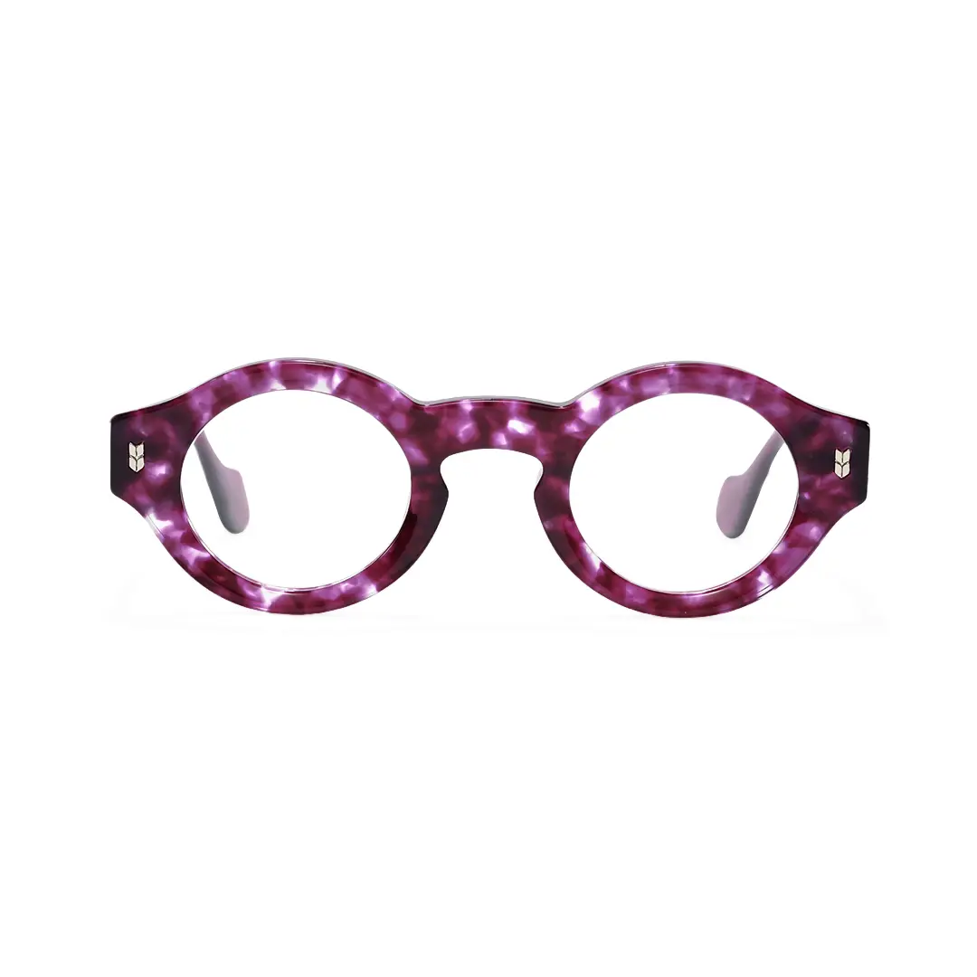 Front view of Zeal round acetate eyeglasses RA0110507 in purple