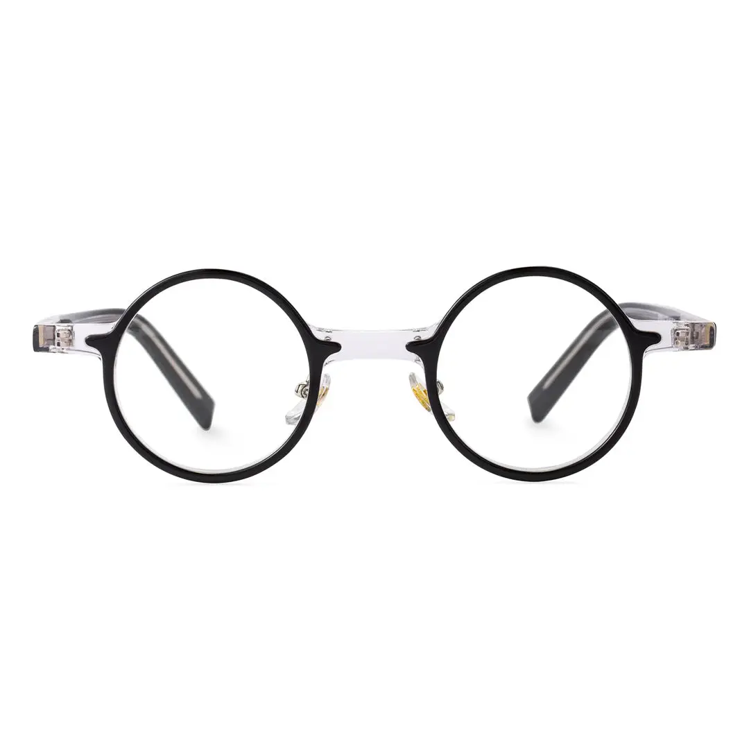 Front view of Karl round acetate eyeglasses RA0112209 in black