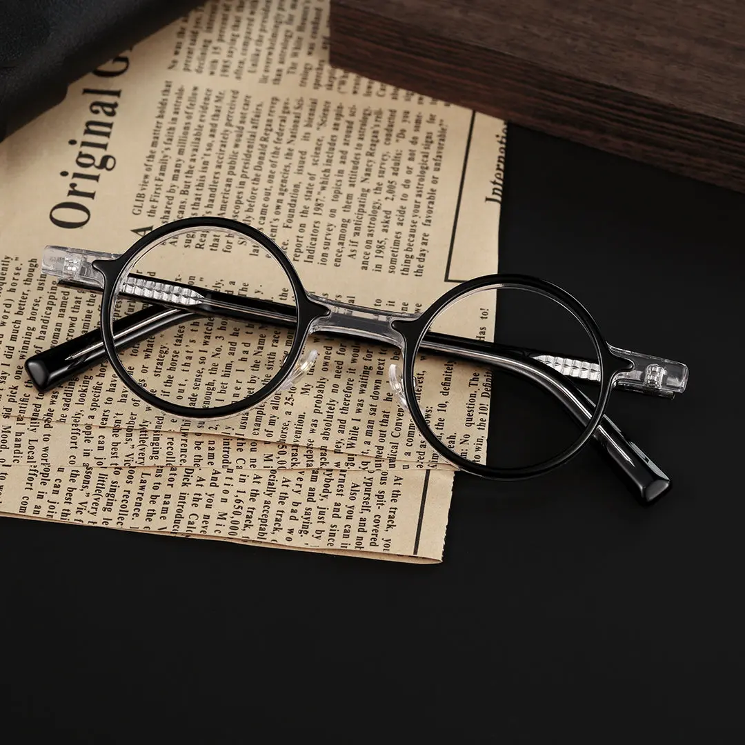 Scene view of Karl vintage round acetate eyeglasses RA0112209 in black