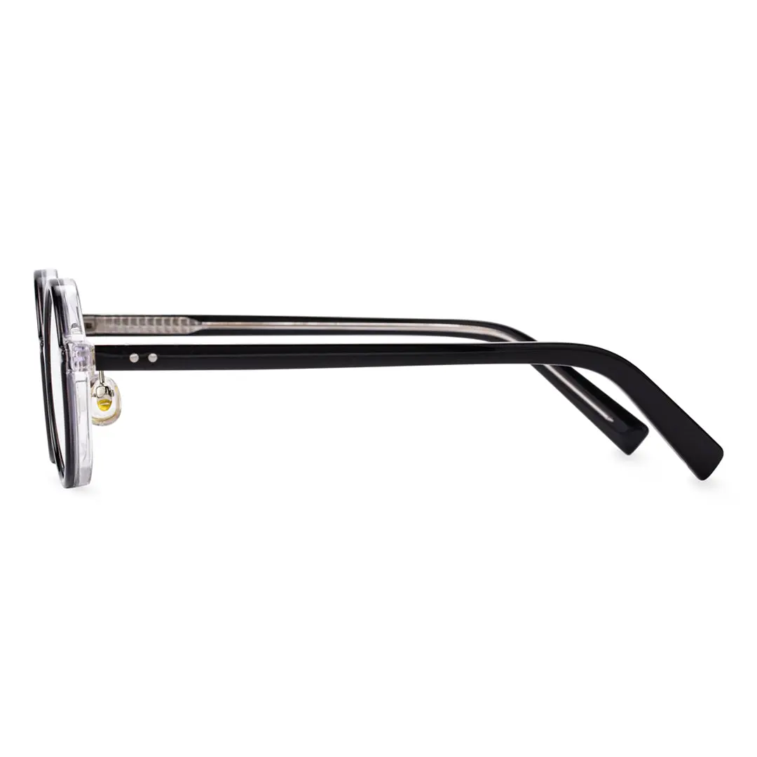Side view of Karl vintage round acetate eyeglasses RA0112209 in black