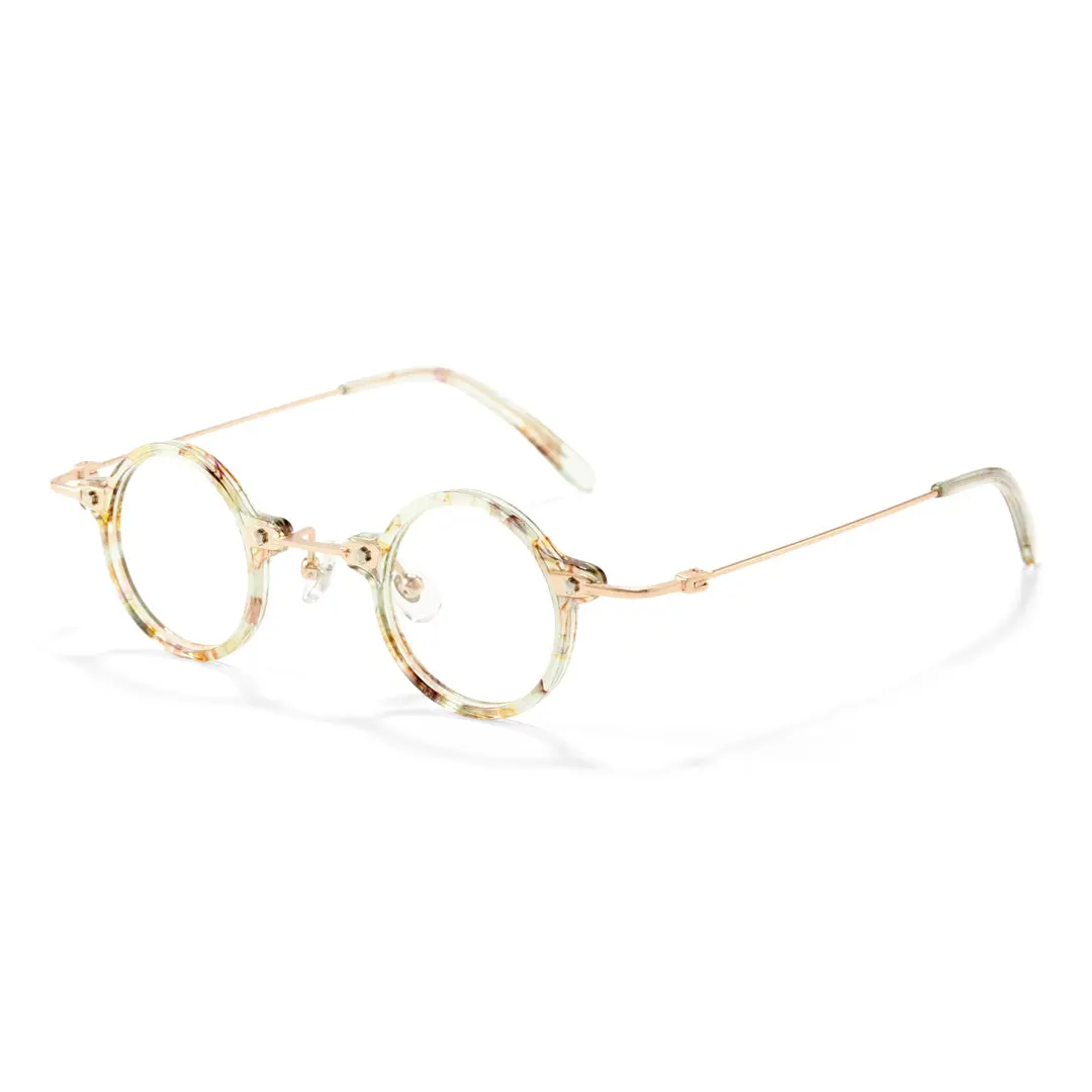 Angle view of Jeremy steampunk round acetate eyeglasses RA0142402 in clearmulticolor