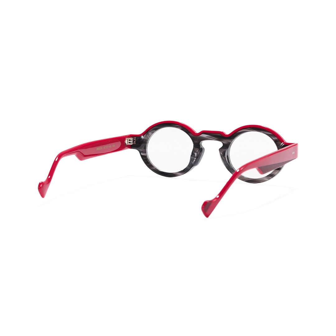 Back view of Final colorful round acetate eyeglasses RA0152406 in black