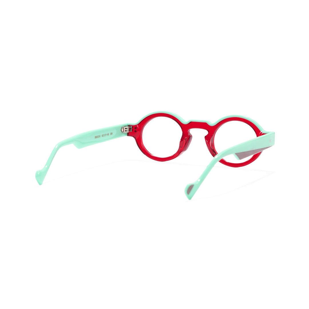 Back view of Final colorful round acetate eyeglasses RA0152406 in red