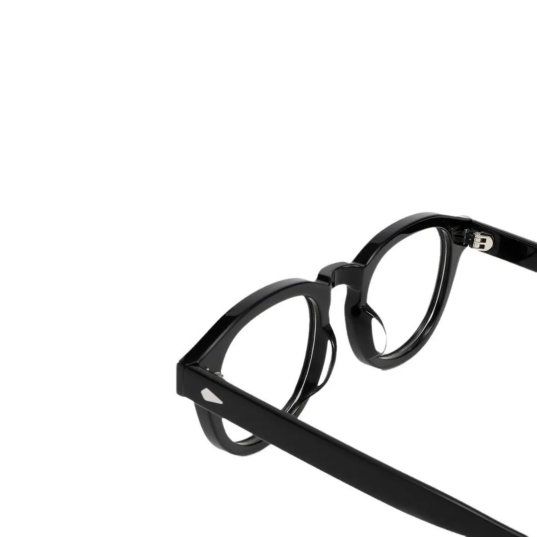 Integrated nose pad detail of Lechon vintage round acetate eyeglasses RA0152411 in black