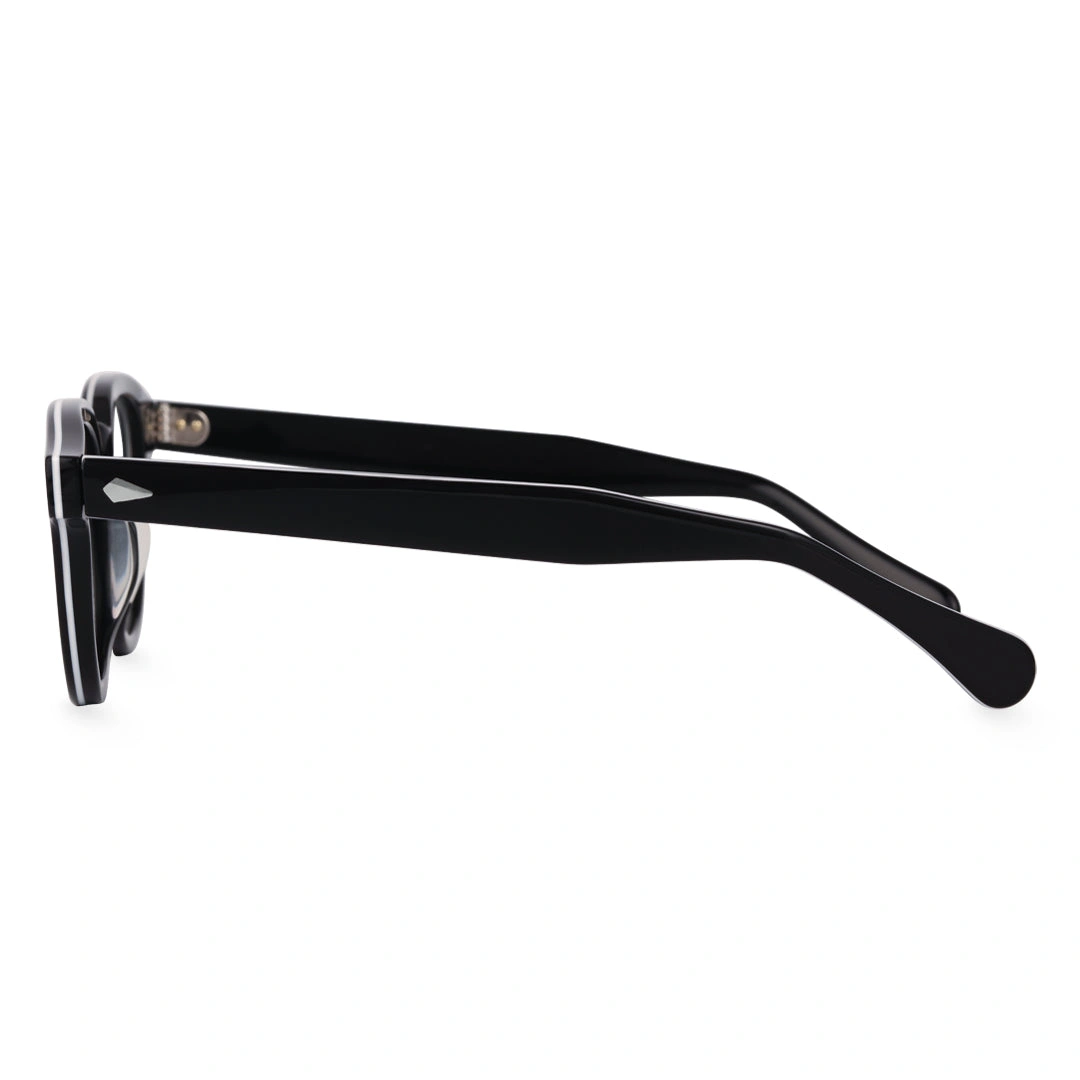 Side view of Lechon vintage round acetate eyeglasses RA0152411 in black