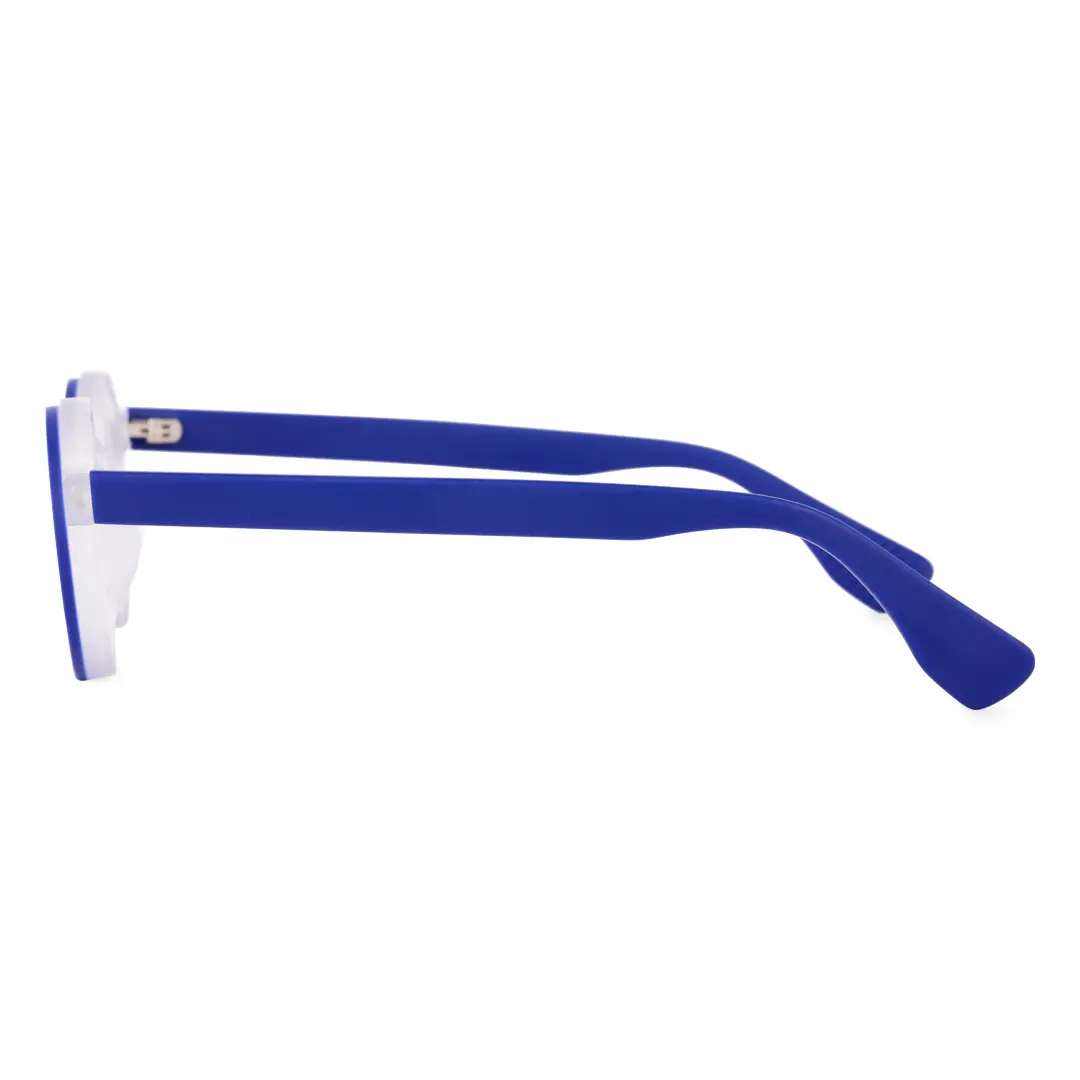 Side view of Jase round acetate eyeglasses RA0162406 in blue