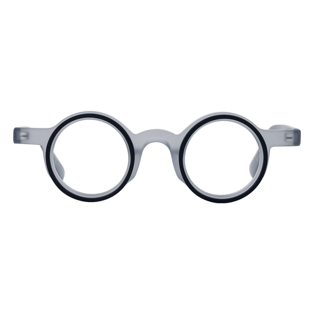 Front view of Jase round acetate eyeglasses RA0162406 in grey