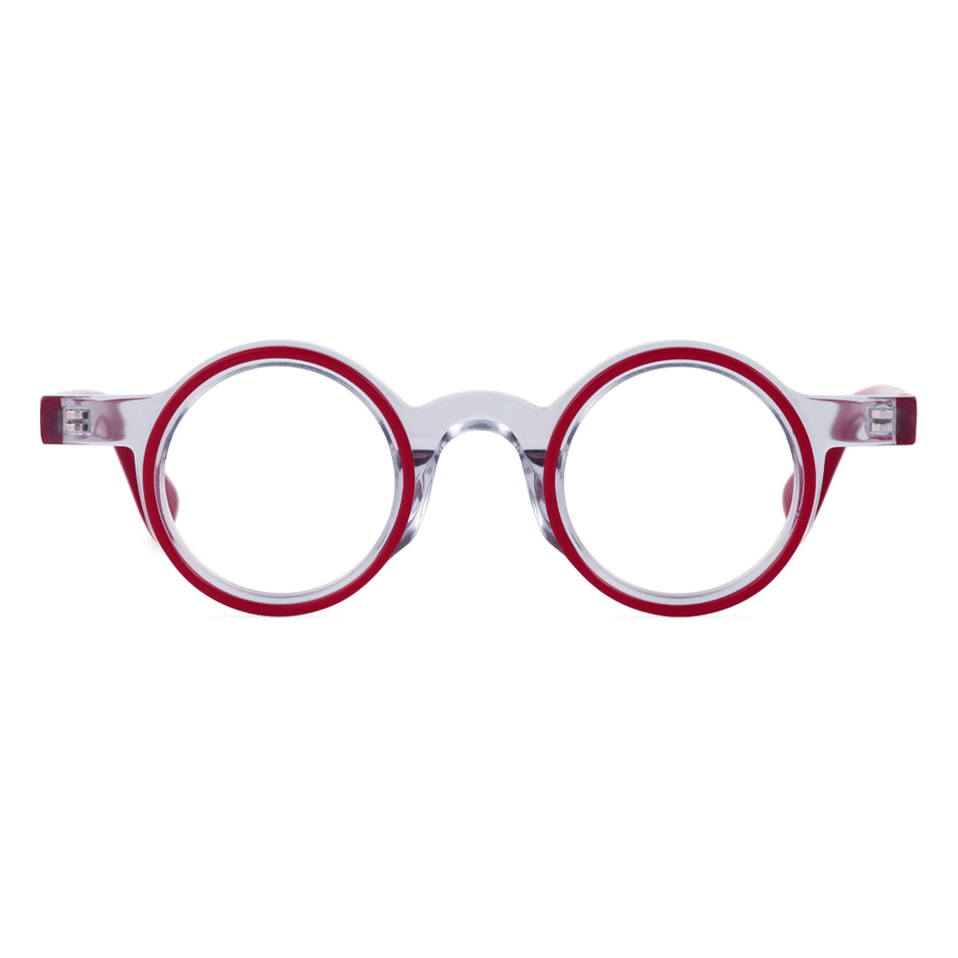 Front view of Jase round acetate eyeglasses RA0162406 in red
