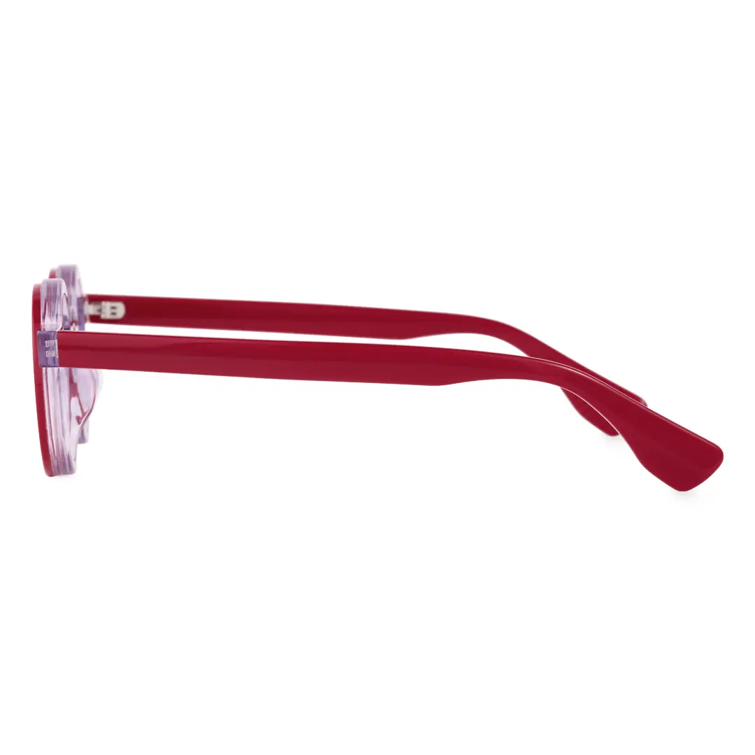 Side view of Jase round acetate eyeglasses RA0162406 in red
