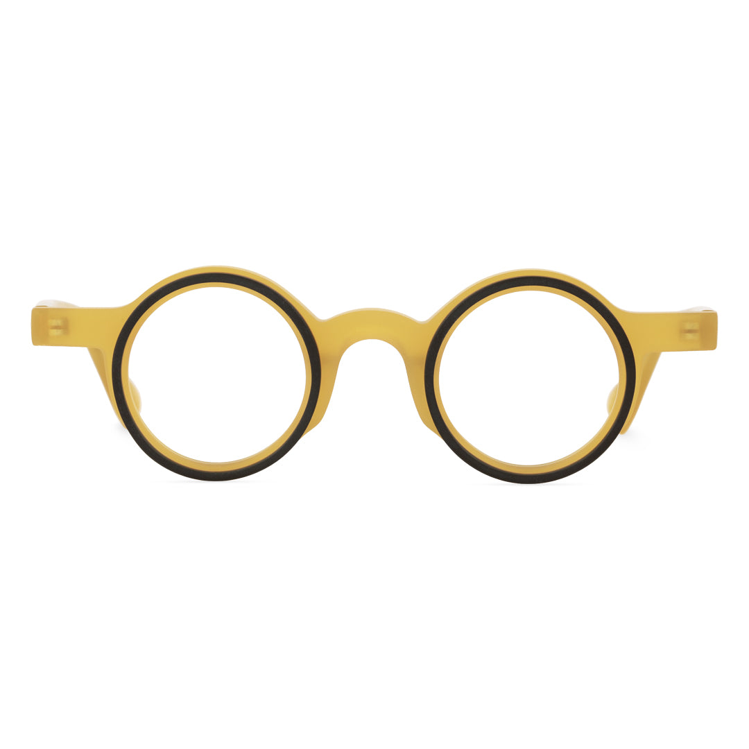 Front view of Jase round acetate eyeglasses RA0162406 in yellow