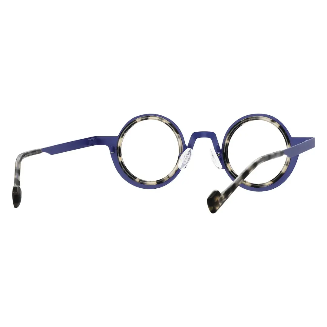 Back view of Balze vintage round acetate eyeglasses RA0162408 in blue