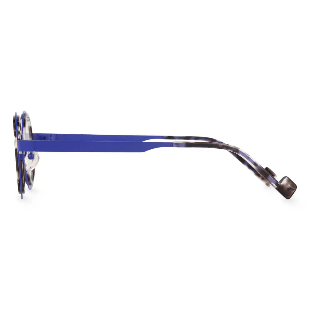 Side view of Balze vintage round acetate eyeglasses RA0162408 in blue
