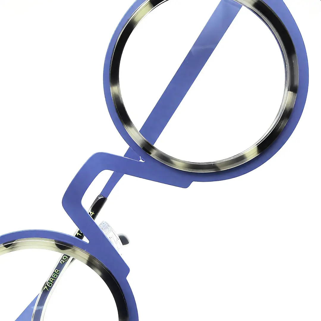 Structure detail of Balze vintage round acetate eyeglasses RA0162408 in blue