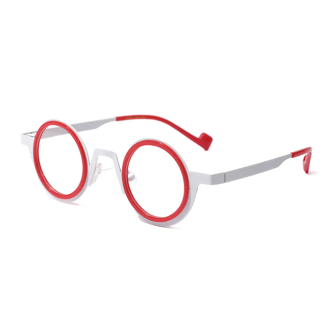Angle view of Balze vintage round acetate eyeglasses RA0162408 in white
