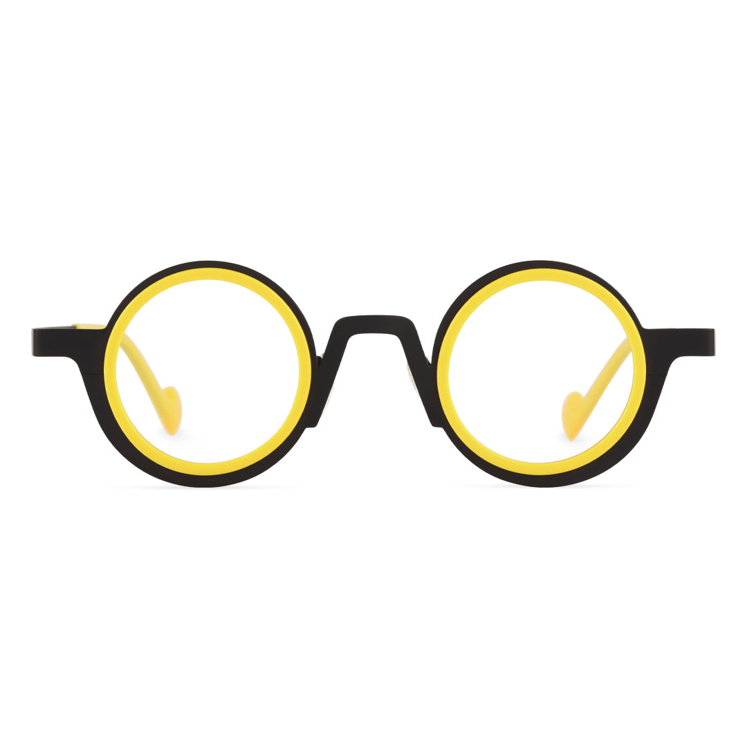 Front view of Balze vintage round acetate eyeglasses RA0162408 in yellow
