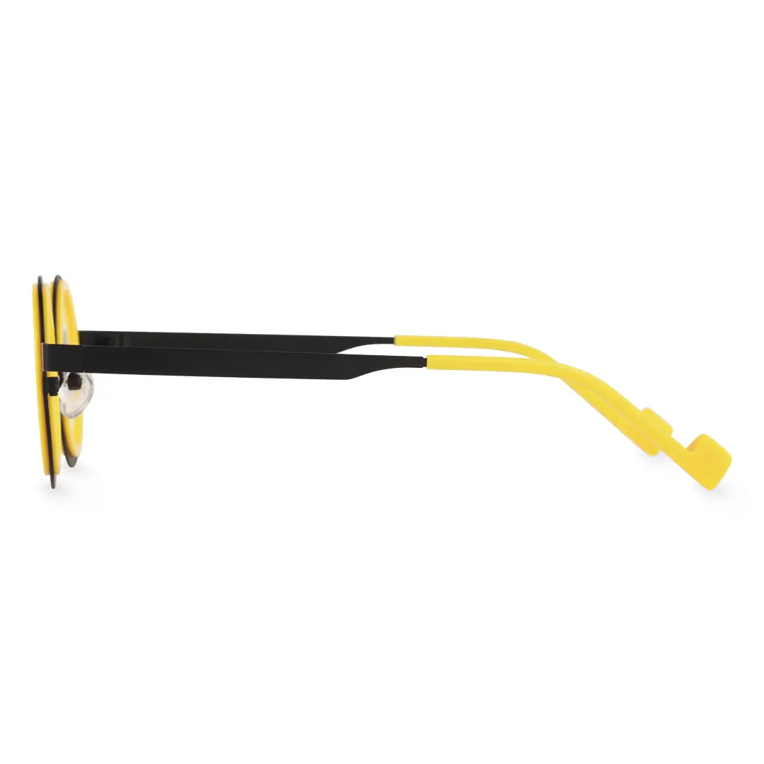 Side view of Balze vintage round acetate eyeglasses RA0162408 in yellow