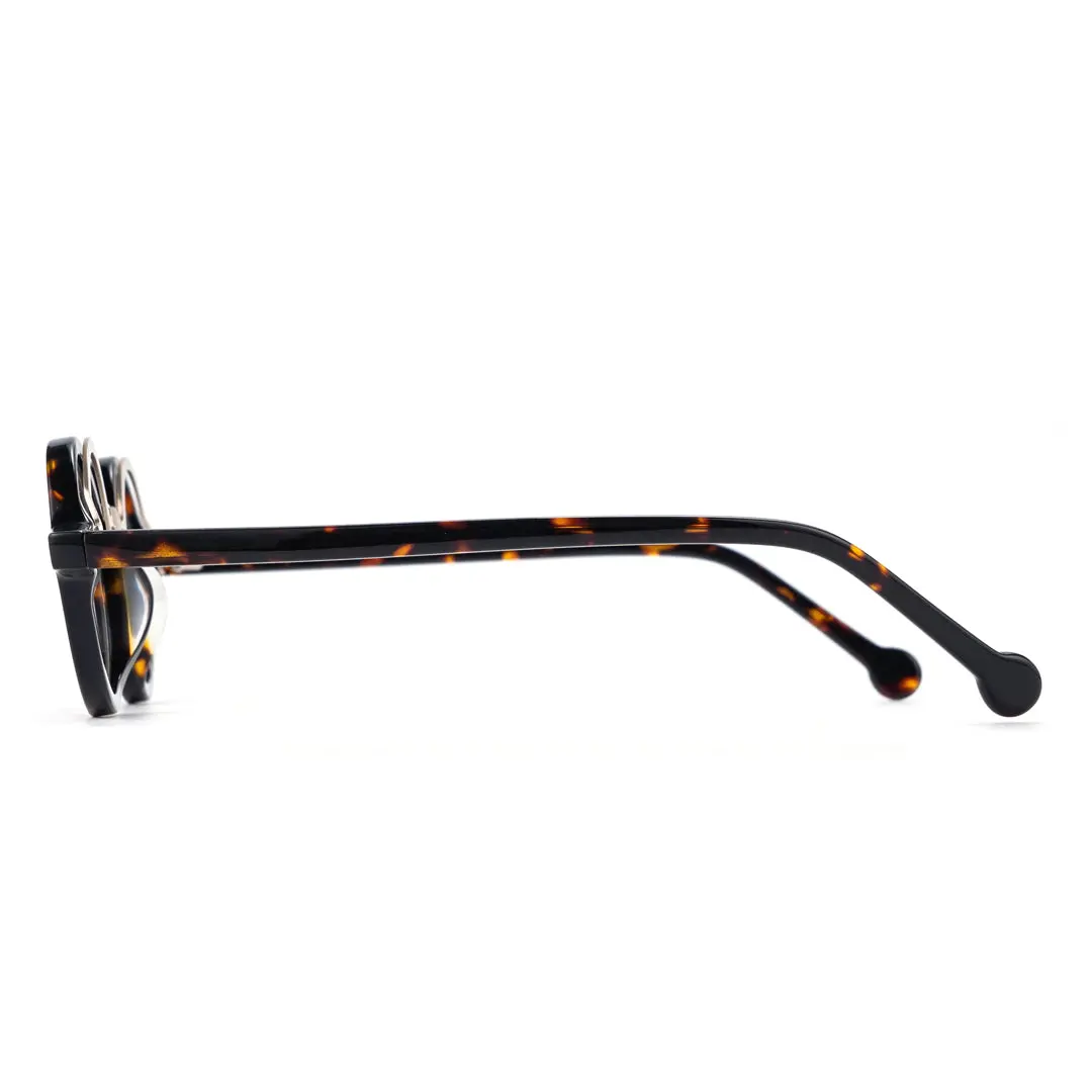 Side view of Tartan round acetate eyeglasses RA0182302 in tortoise