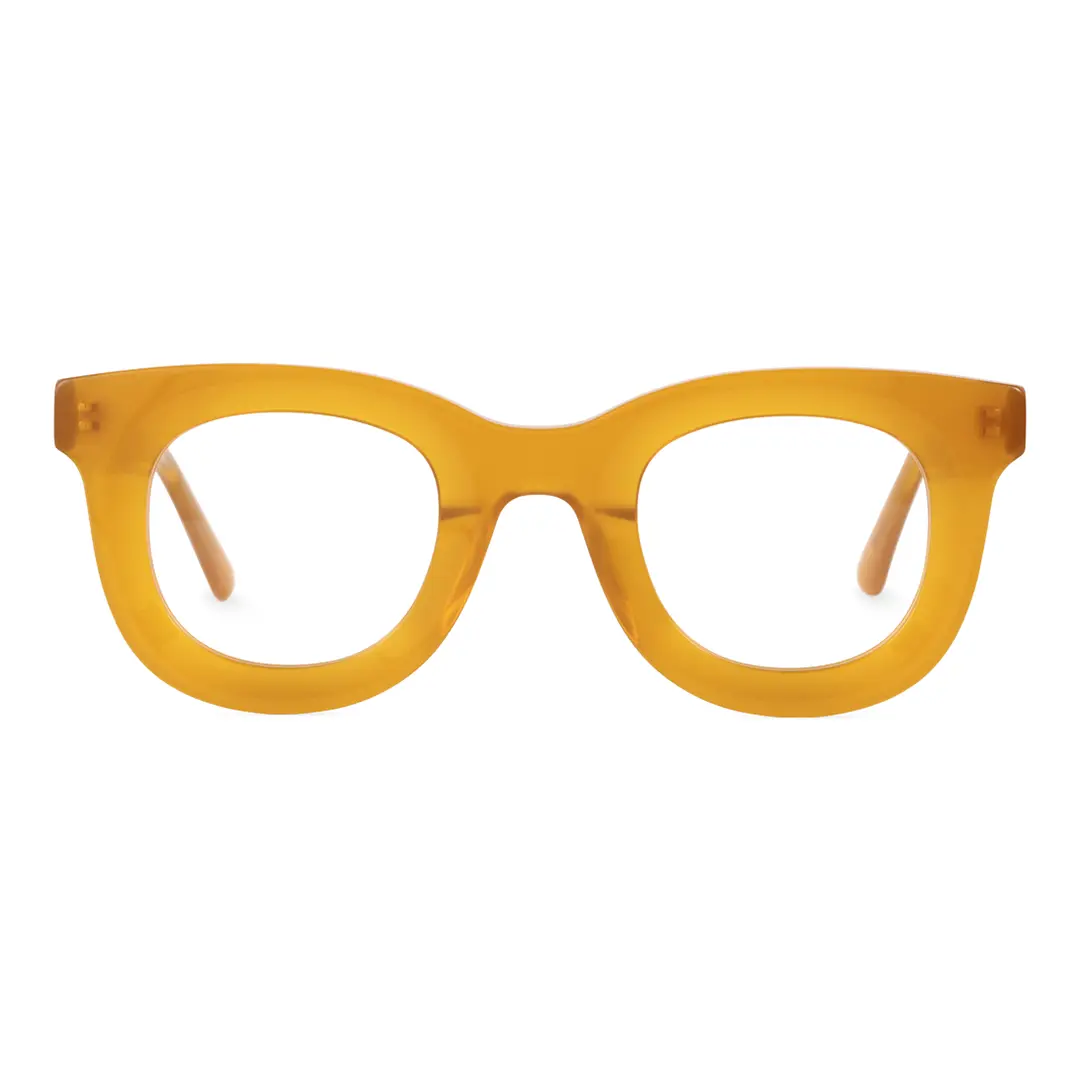 Front view of Jax round acetate eyeglasses RA0182406 in yellow