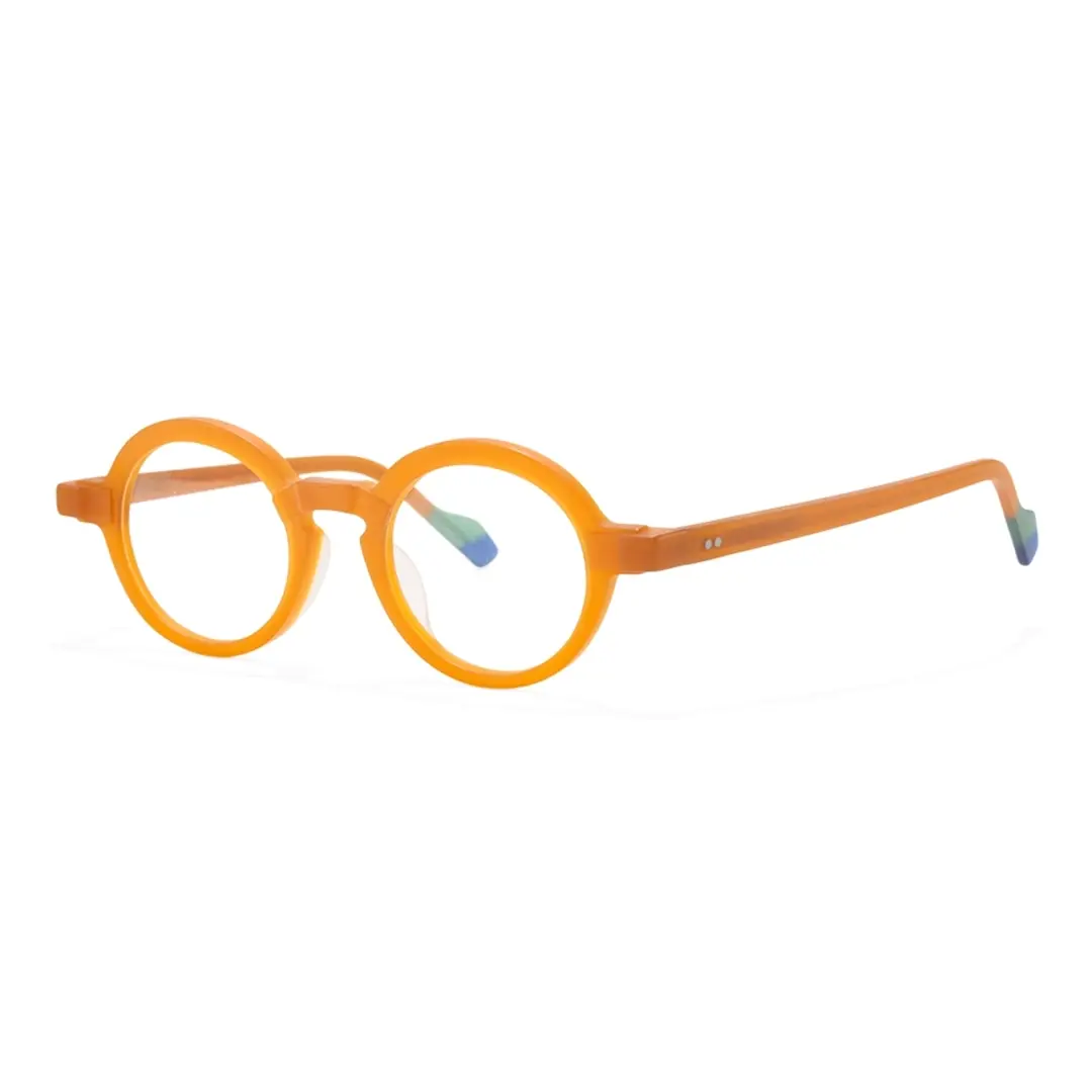 Angle view of Bhoe colorful round acetate eyeglasses RA0182408 in orange