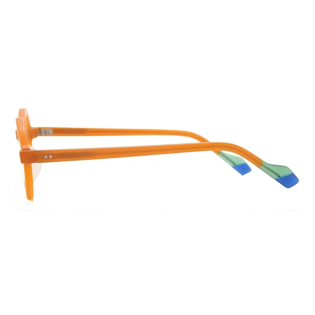 Side view of Bhoe colorful round acetate eyeglasses RA0182408 in orange