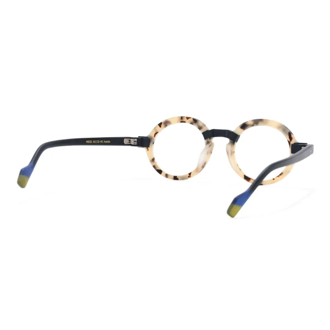 Back view of Bhoe colorful round acetate eyeglasses RA0182408 in tortoise