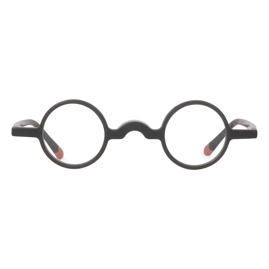 Front view of Gem round acetate eyeglasses RA0202310 in black