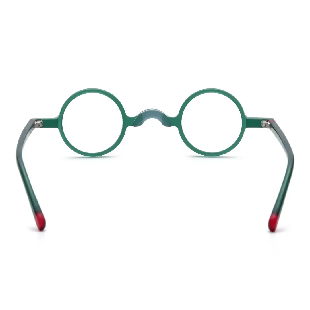 Back view of Gem round acetate eyeglasses RA0202310 in green