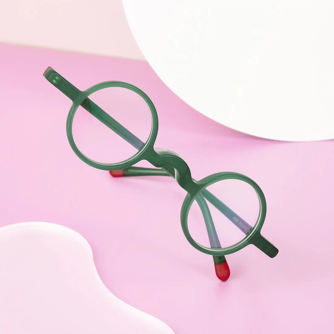Scene view of Gem vintage round acetate eyeglasses RA0202310 in green