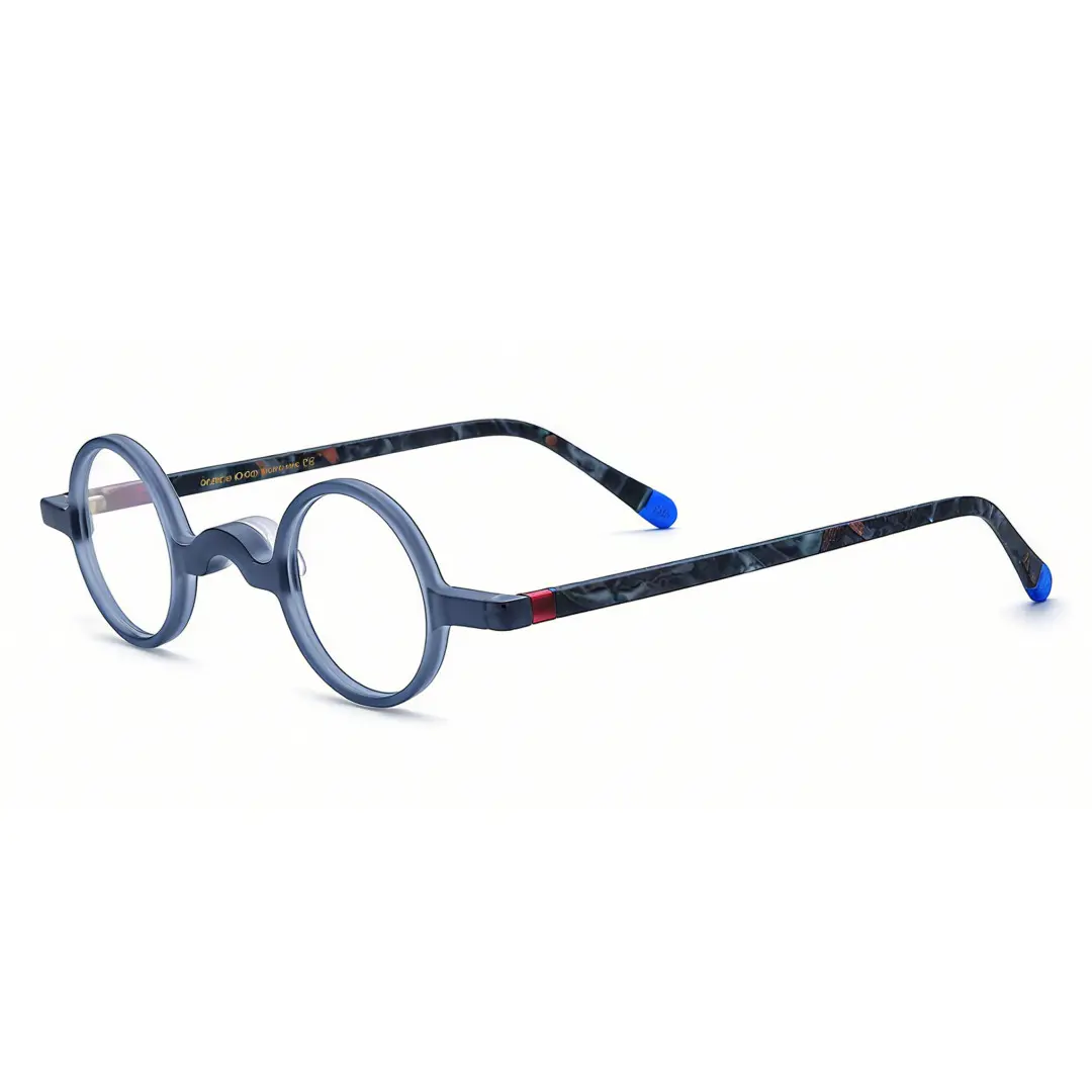 Angle view of Gem round acetate eyeglasses RA0202310 in grey