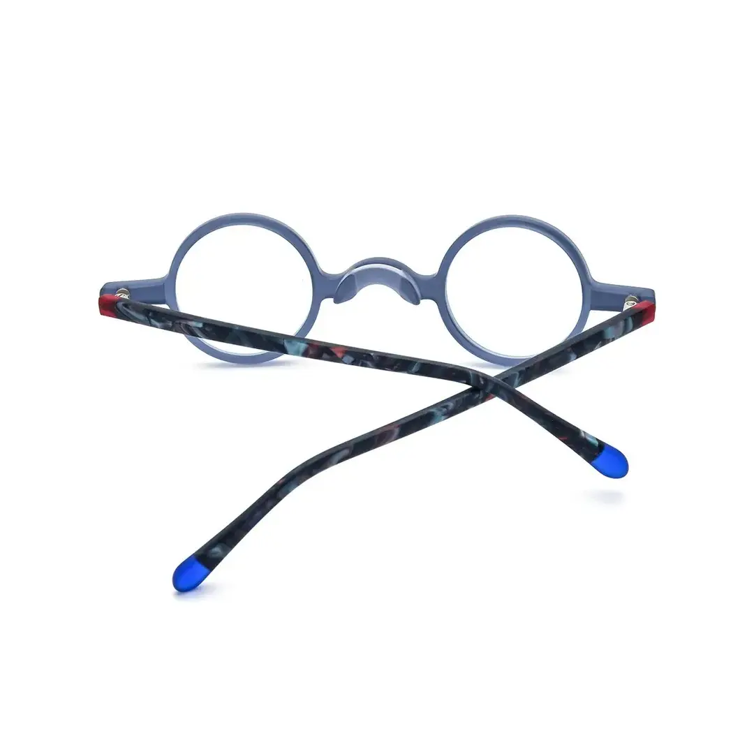 Back folded view of Gem vintage round acetate eyeglasses in grey. SPU: RA0202310