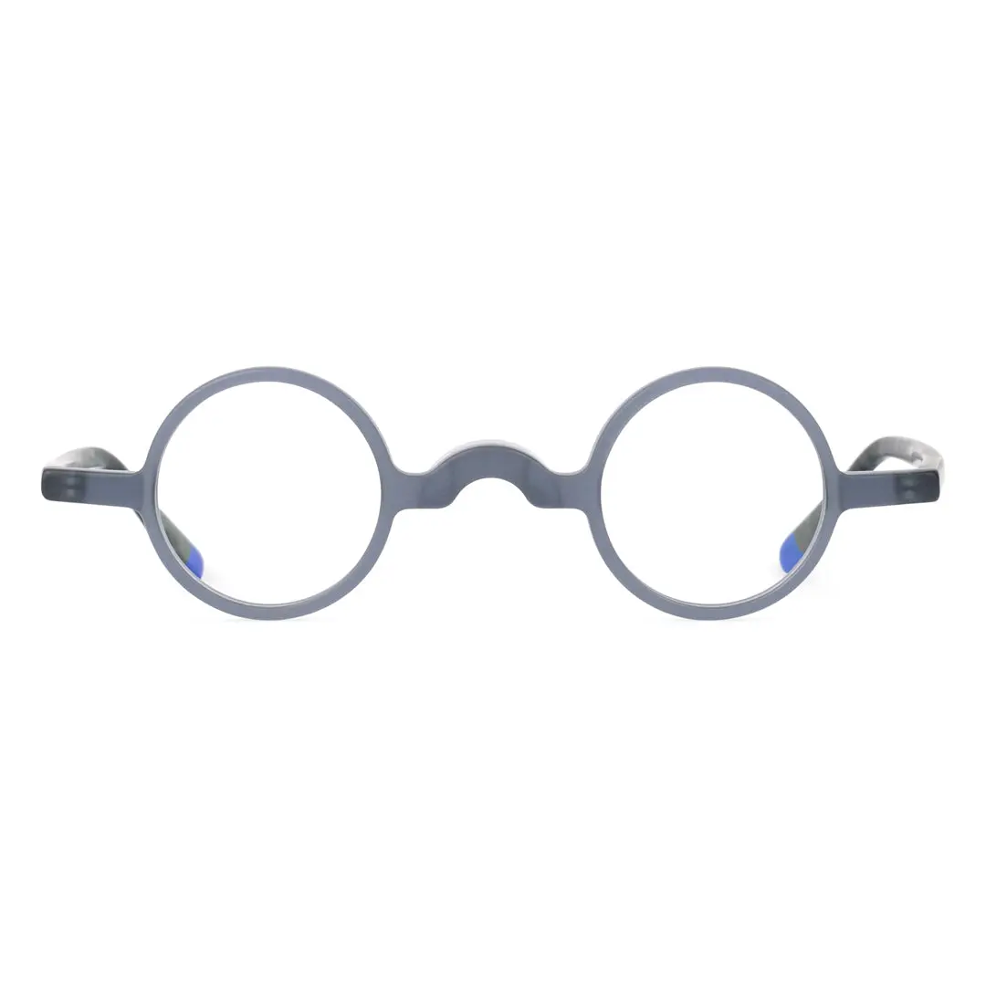 Front view of Gem vintage round acetate eyeglasses RA0202310 in grey