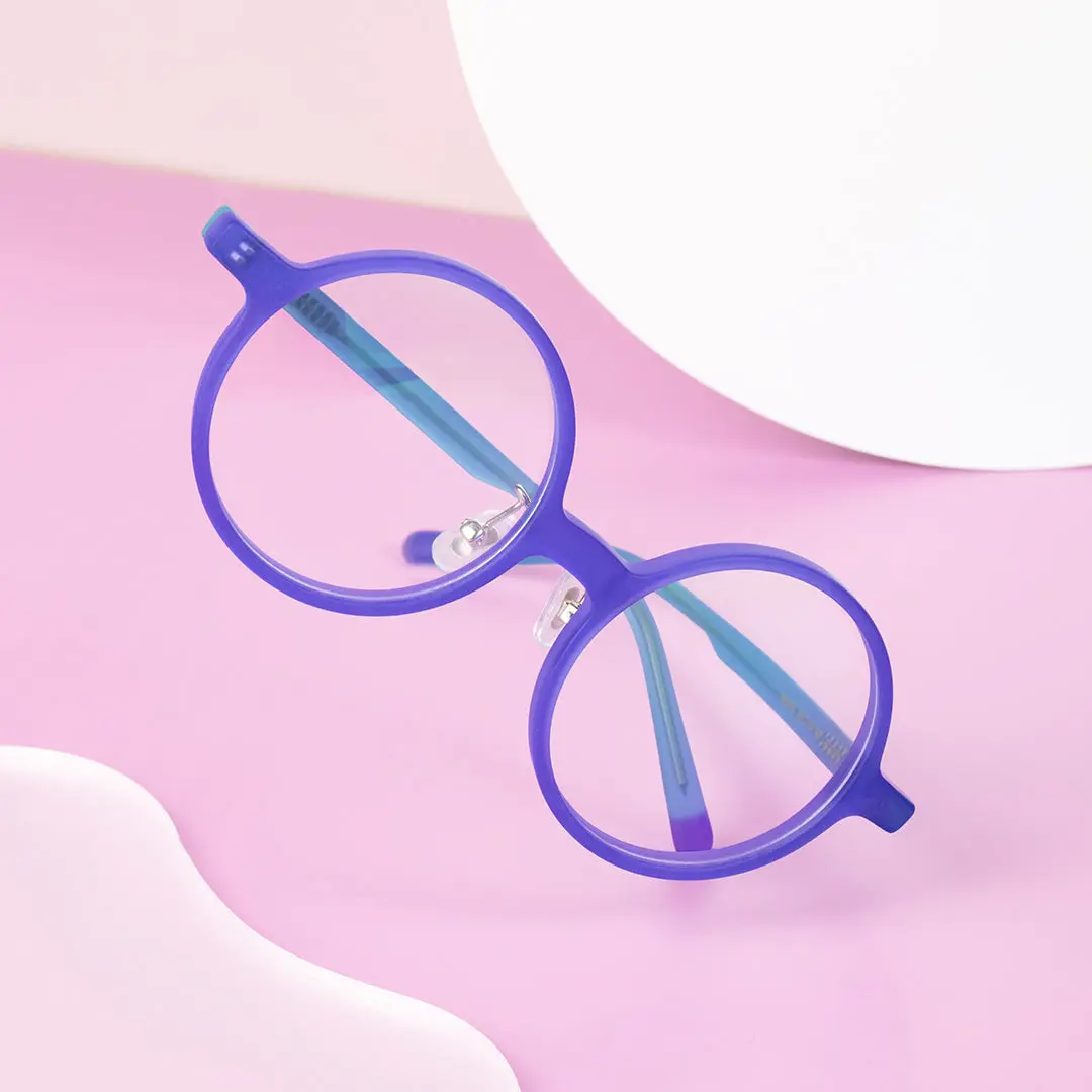 Scene view of Stars colorful round acetate eyeglasses in purple. SPU: RA0222310