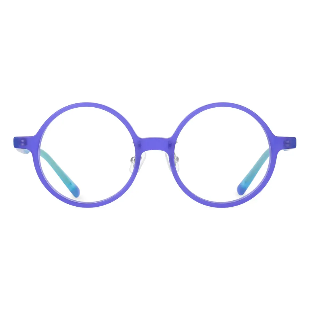 Front view of Stars round acetate eyeglasses RA0222310 in purple