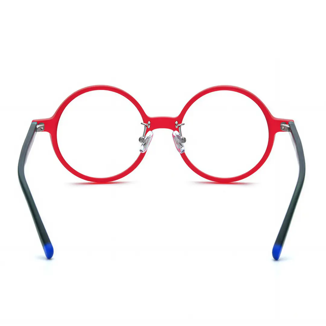 Back-view of Stars round acetate eyeglasses RA0222310 in red
