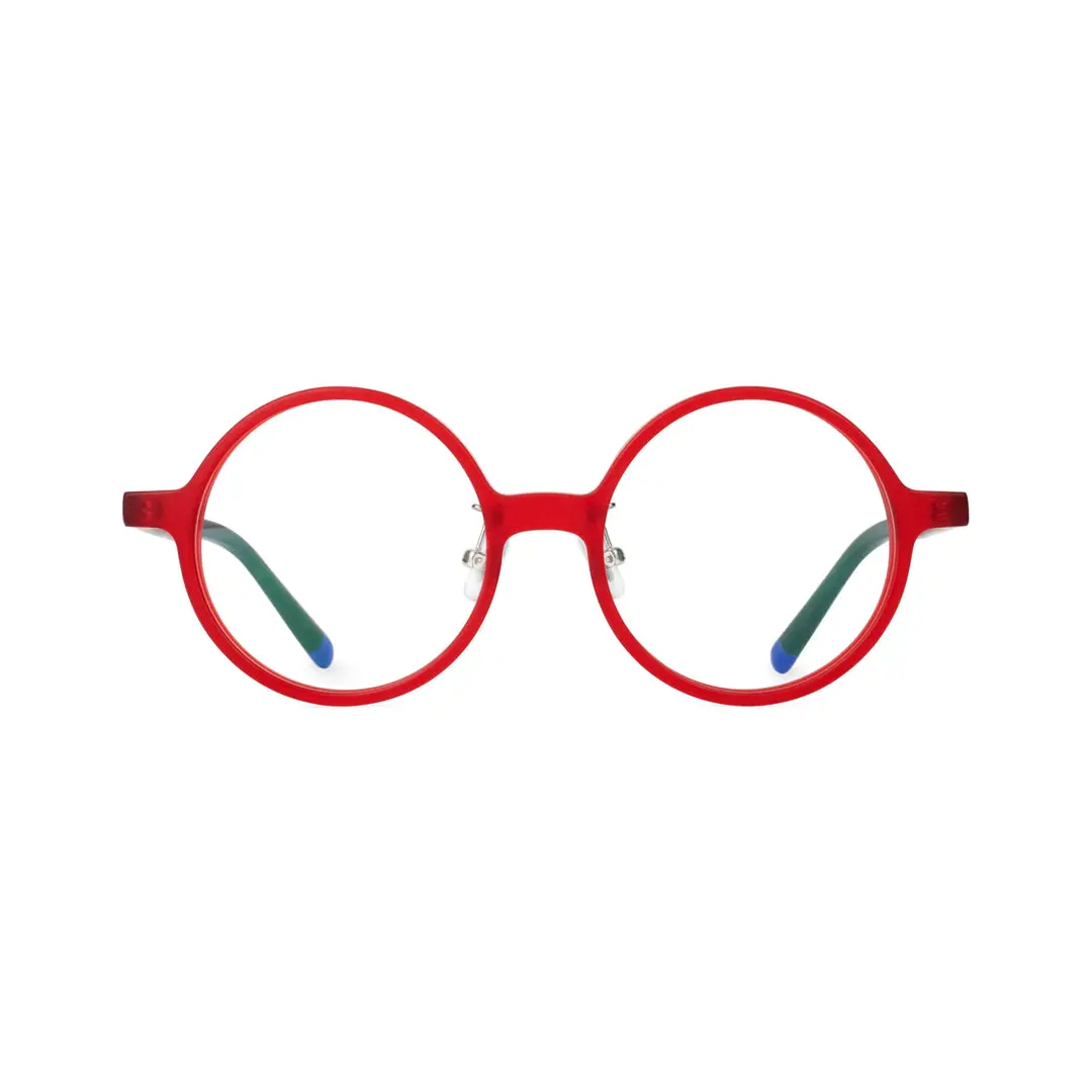 Front view of Stars round acetate eyeglasses RA0222310 in red
