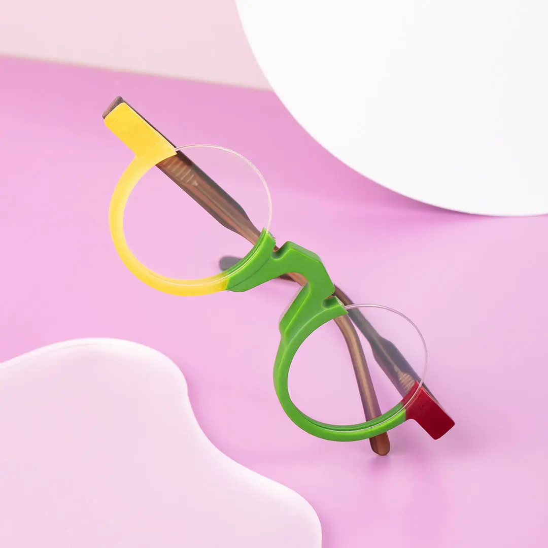 Scene view of Cnc colorful round acetate eyeglasses RA0232310 in multicolor
