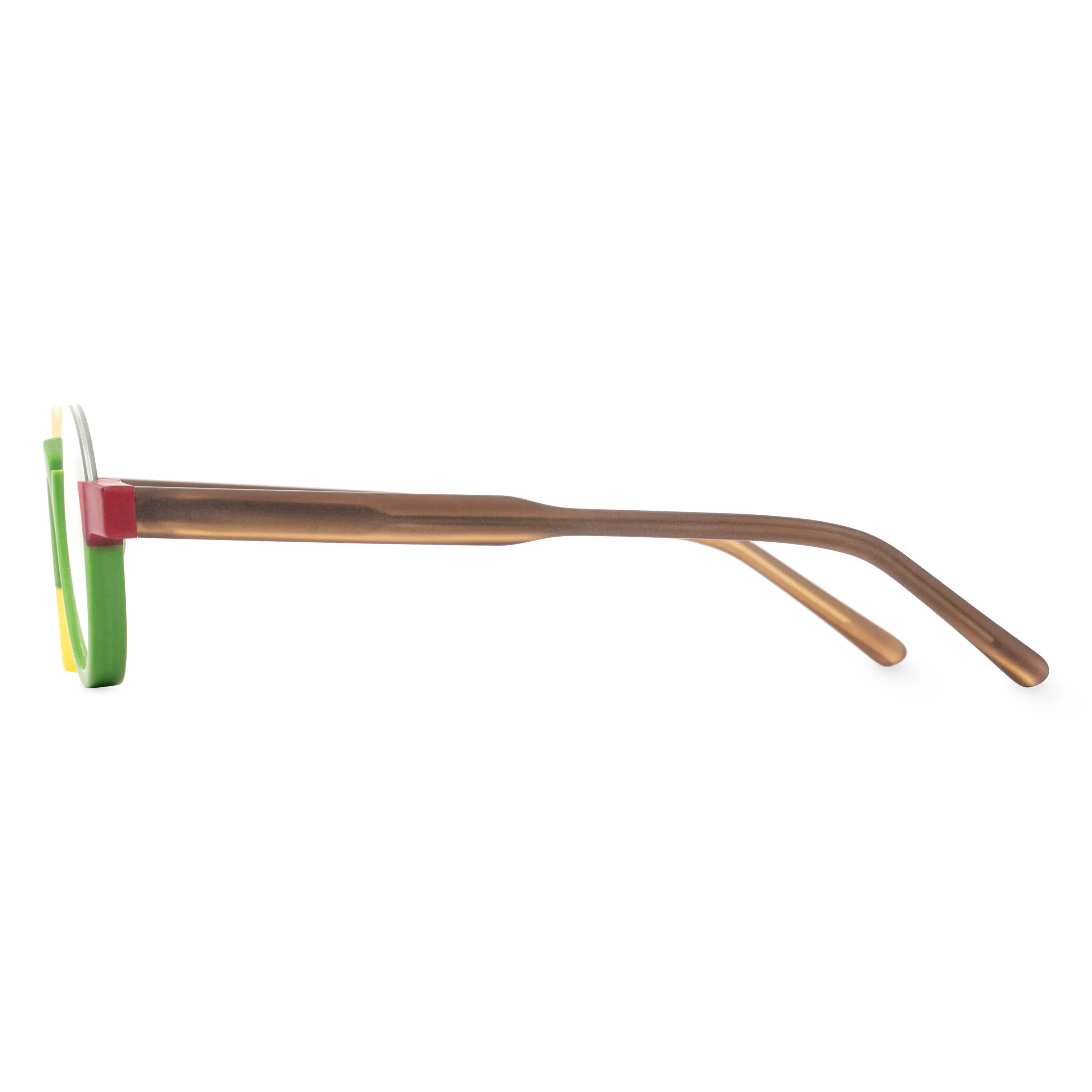Side view of Cnc colorful round acetate eyeglasses RA0232310 in multicolor